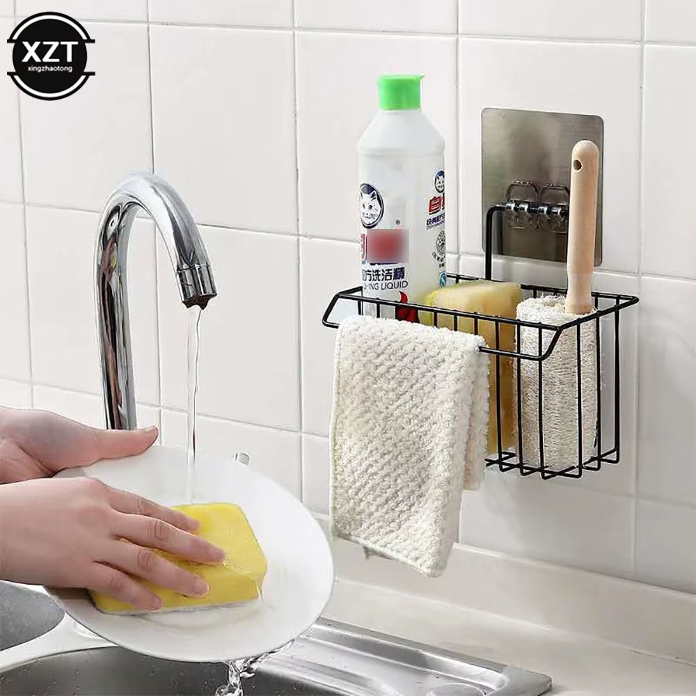 Hanging Storage Holder for Kitchen and Bathroom - Multifunctional Dish Cloth, Sponge, and Towel Organizer with Drain Rack