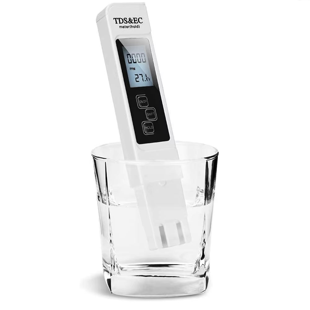 Digital Water Quality Tester - 1PC White TDS EC Meter with Temperature Measurement, Range 0 to 9990 PPM