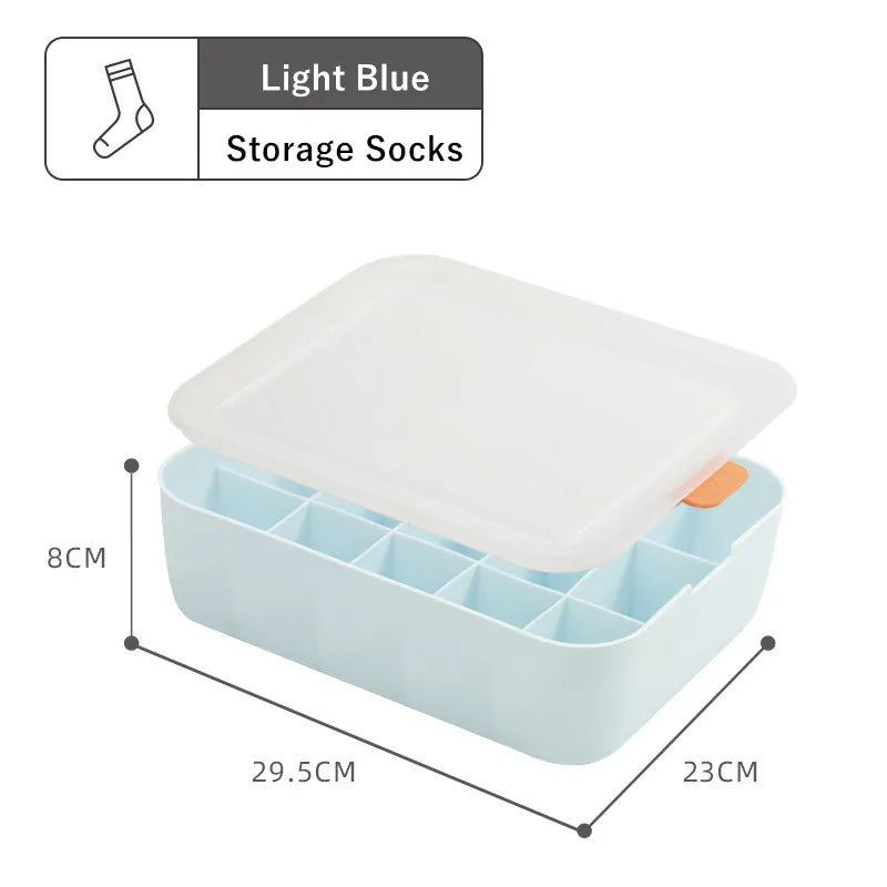 Dormitory Closet Drawer Organizer for Underwear Socks Wardrobe Bedroom Clothes Plastic Divider Storage Box Container with Lid