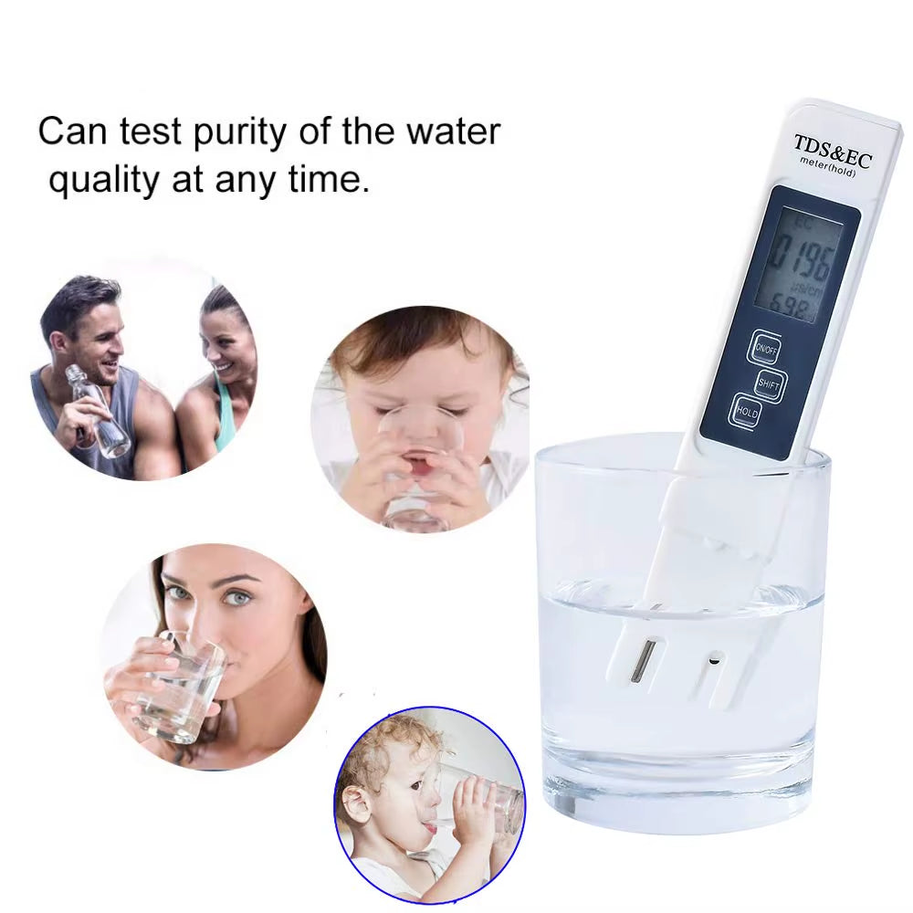 Digital Water Quality Tester - 1PC White TDS EC Meter with Temperature Measurement, Range 0 to 9990 PPM