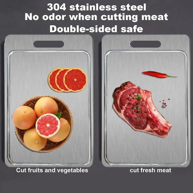 Professional Stainless Steel Double-Sided Cutting Board for Culinary Use
