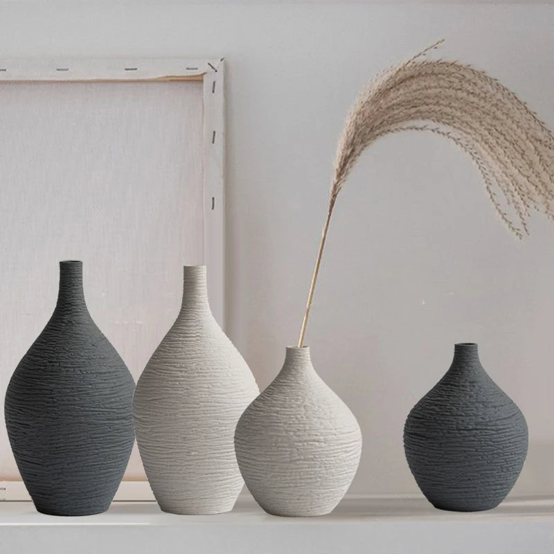 Nordic Luxury Ceramic Vase for Home Decor - Narrow Mouth Flower Pot for Living Room and Office Desktop Gift