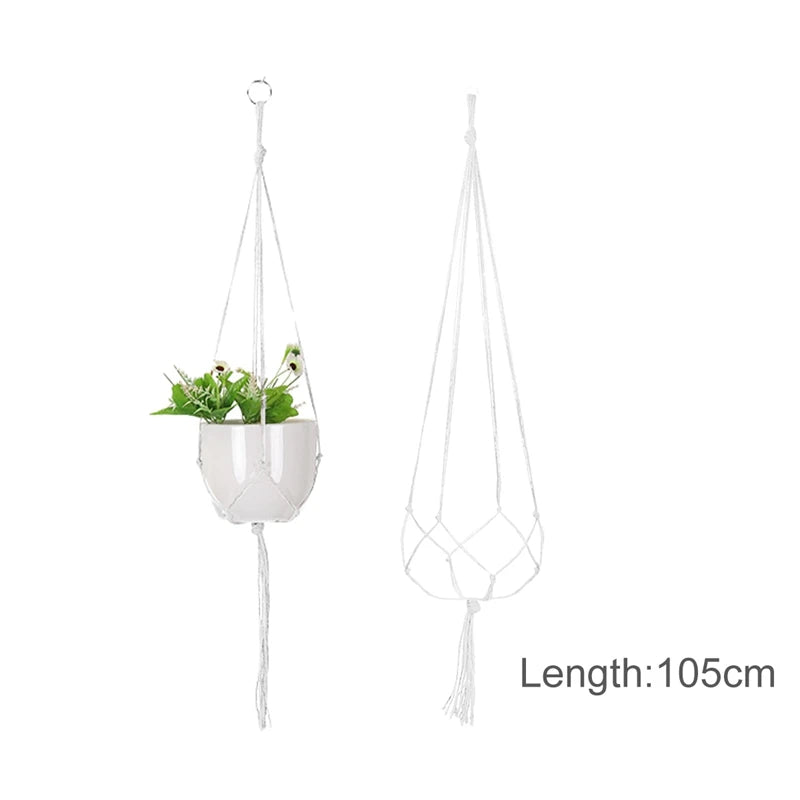 Macrame Hanging Planter - Decorative Wall Plant Holder and Flower Basket for Balconies
