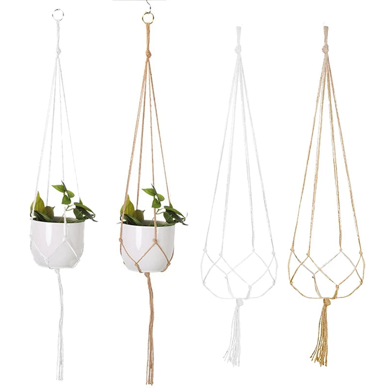 Macrame Hanging Planter - Decorative Wall Plant Holder and Flower Basket for Balconies