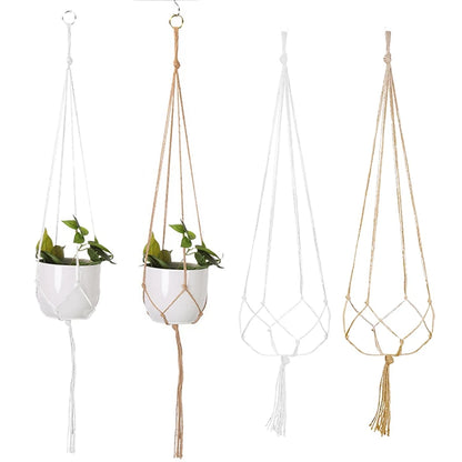 Macrame Hanging Planter - Decorative Wall Plant Holder and Flower Basket for Balconies