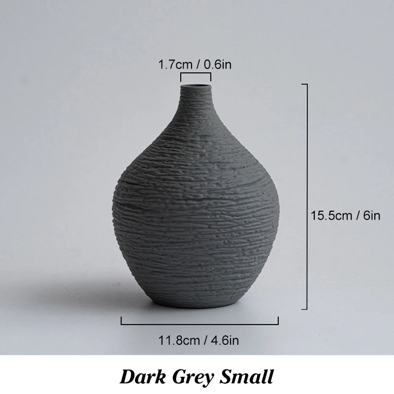 Nordic Luxury Ceramic Vase for Home Decor - Narrow Mouth Flower Pot for Living Room and Office Desktop Gift