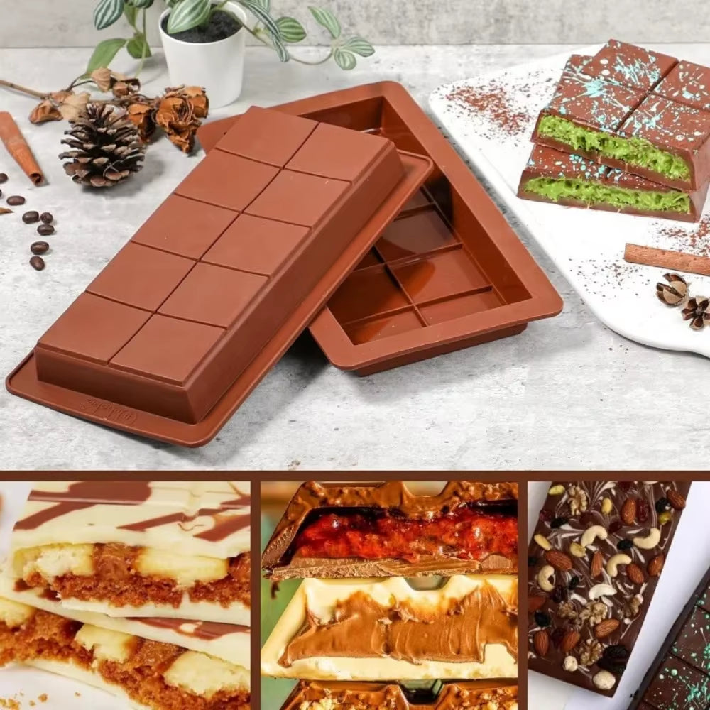 Silicone Chocolate Bar Molds for Easy Release - Durable Rectangle Moulds for Protein and Energy Wax Melts, Ideal for Handmade Gifts