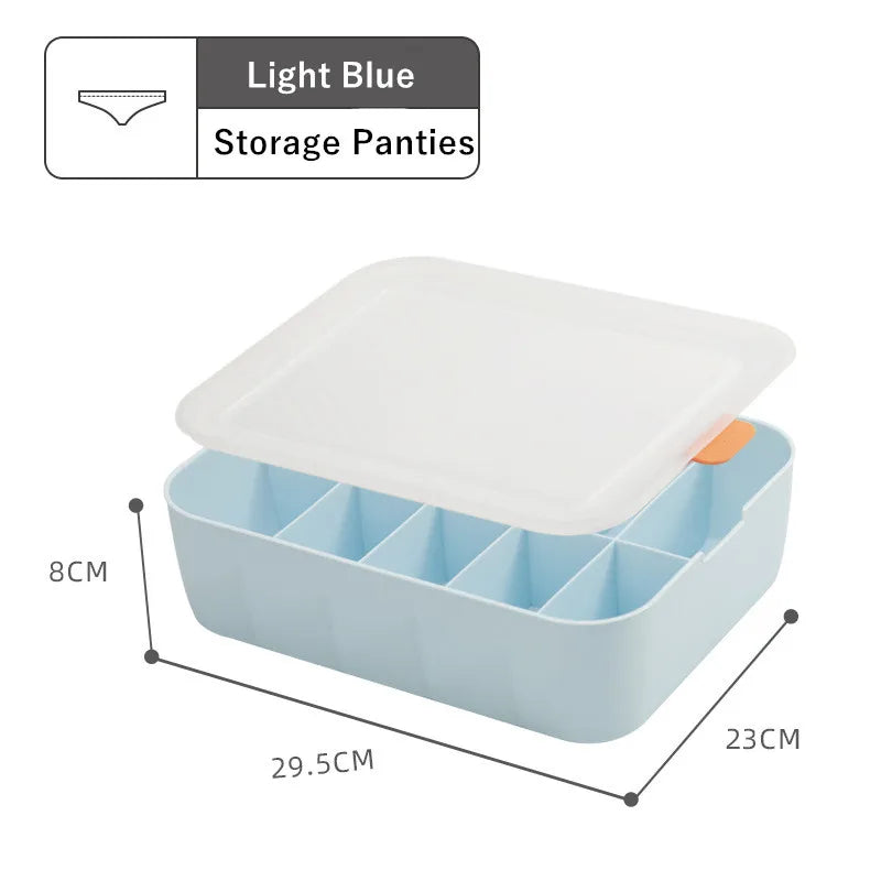 Dormitory Closet Drawer Organizer for Underwear Socks Wardrobe Bedroom Clothes Plastic Divider Storage Box Container with Lid