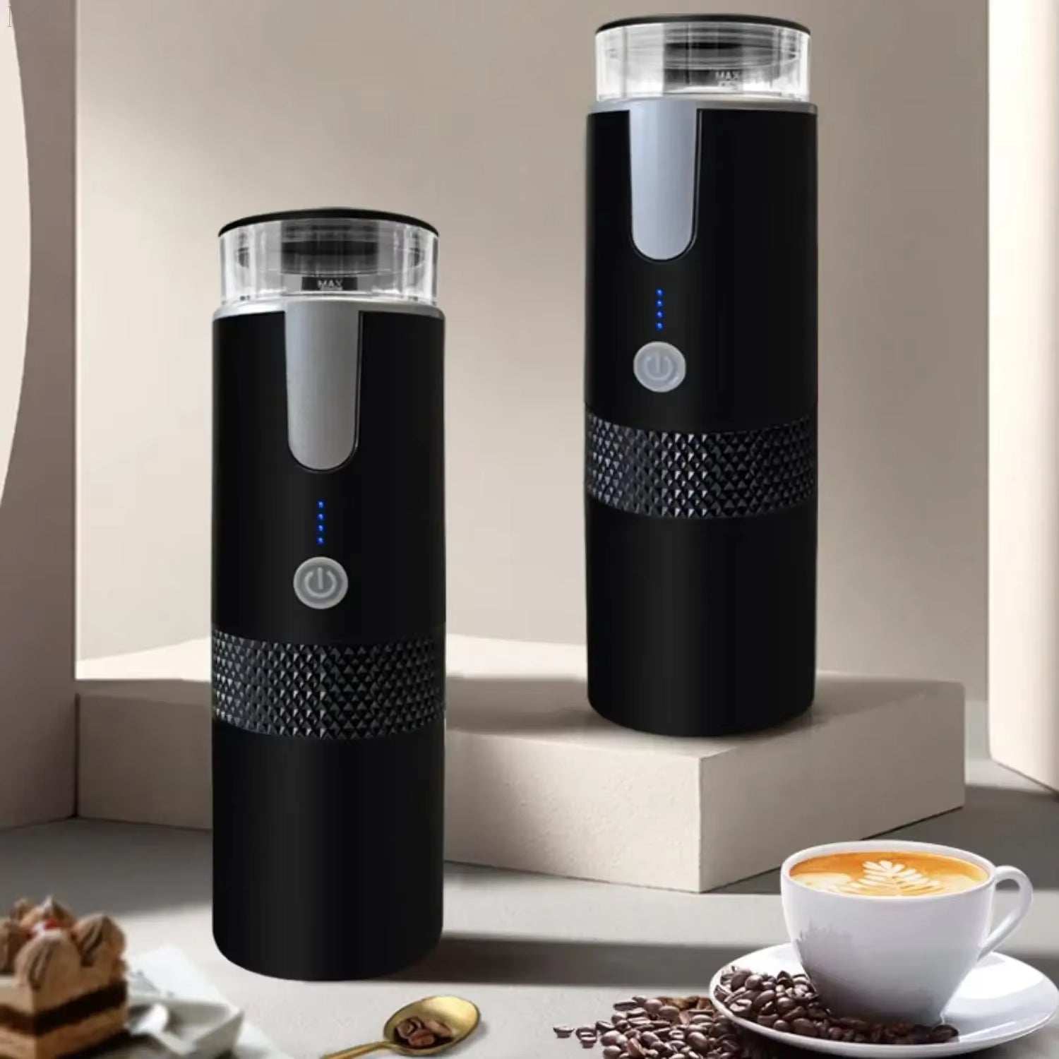 Portable Mini Coffee Maker - Compact Espresso Machine for Ground Coffee and Capsules, Ideal for Travel