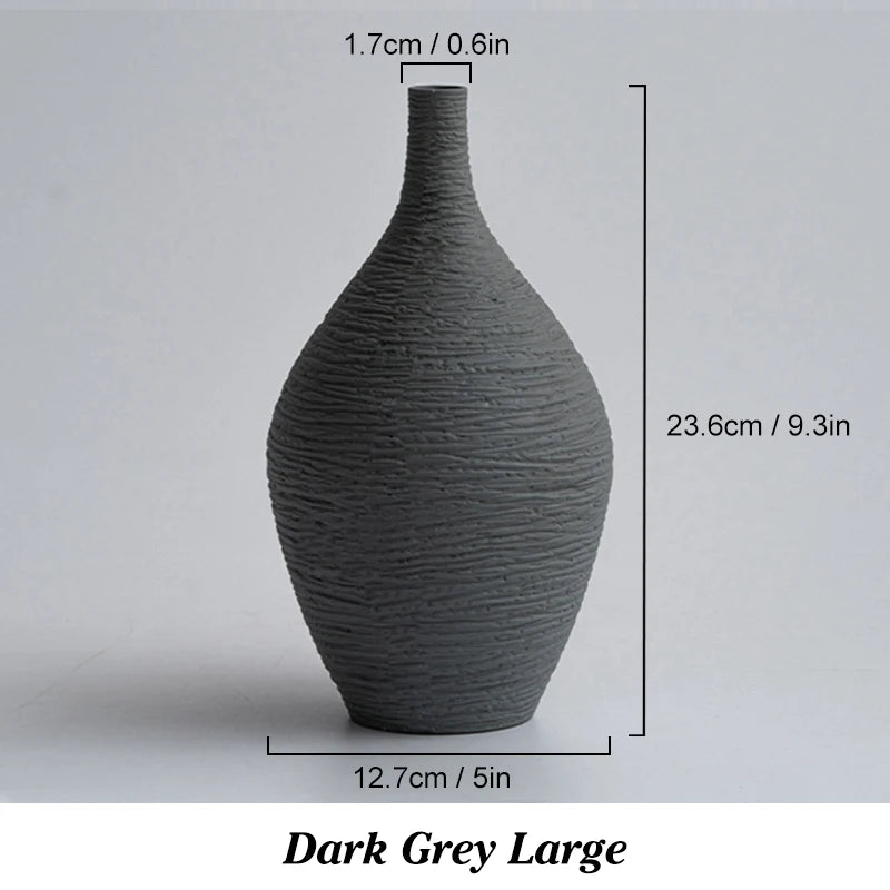 Nordic Luxury Ceramic Vase for Home Decor - Narrow Mouth Flower Pot for Living Room and Office Desktop Gift