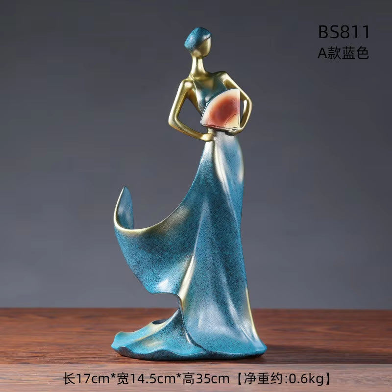 Elegant Women's Skirt Wine Rack Sculpture - Contemporary Decorative Figure for Home Decor