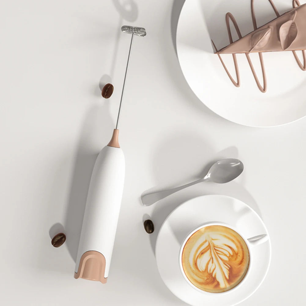 Electric Milk Frother and Whisk Mixer for Coffee, Cappuccino, and Creamer Preparation