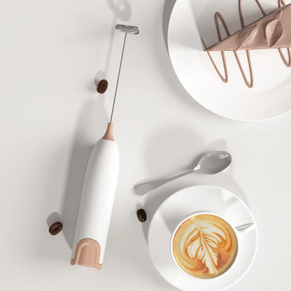 Electric Milk Frother and Whisk Mixer for Coffee, Cappuccino, and Creamer Preparation
