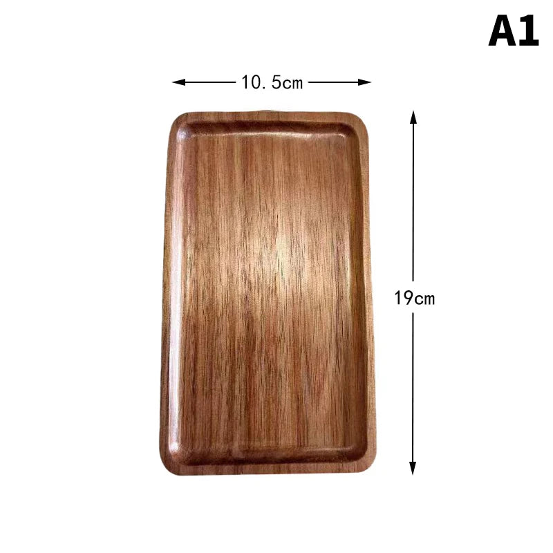 Solid Wood Round Dessert Plate - Japanese-Style Wooden Tray for Snacks and Dried Fruits