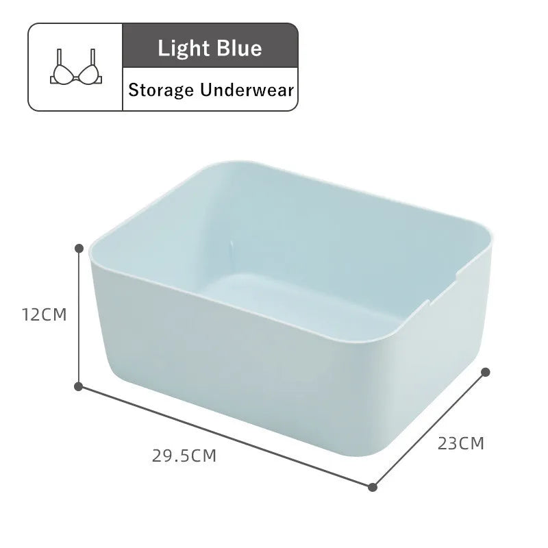 Dormitory Closet Drawer Organizer for Underwear Socks Wardrobe Bedroom Clothes Plastic Divider Storage Box Container with Lid