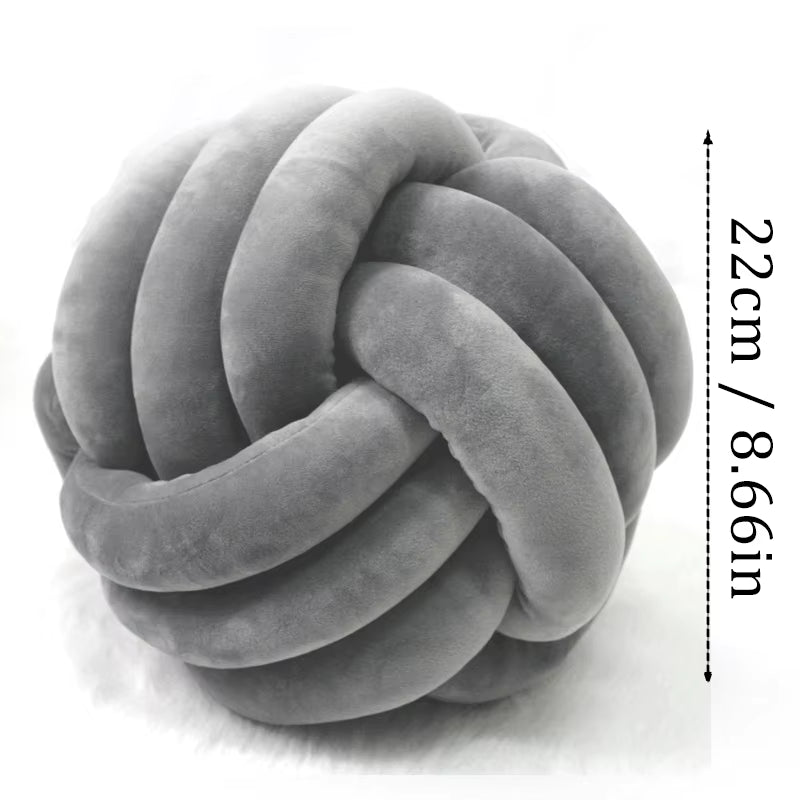 Velvet Knot Ball Throw Pillows for Home Decor - Soft Cushions for Couch and Bench, Ideal for Lounge Chair Backrest