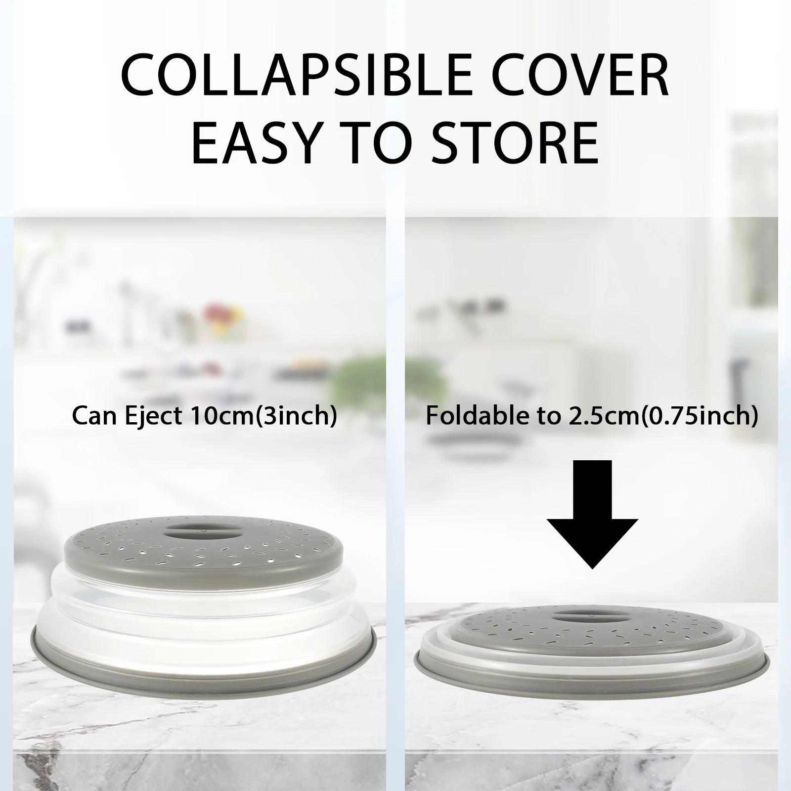 10.5-Inch Collapsible Microwave Splatter Cover with Handle and Vents - Multi-Functional Plate Cover