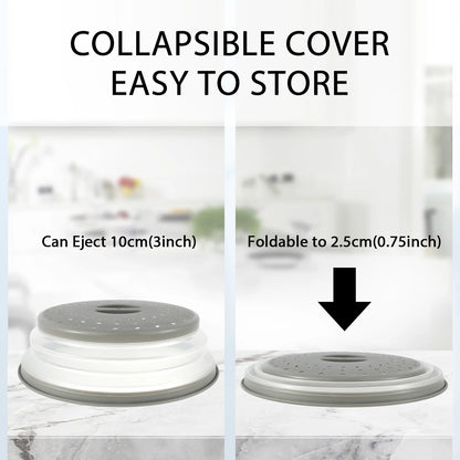 10.5-Inch Collapsible Microwave Splatter Cover with Handle and Vents - Multi-Functional Plate Cover