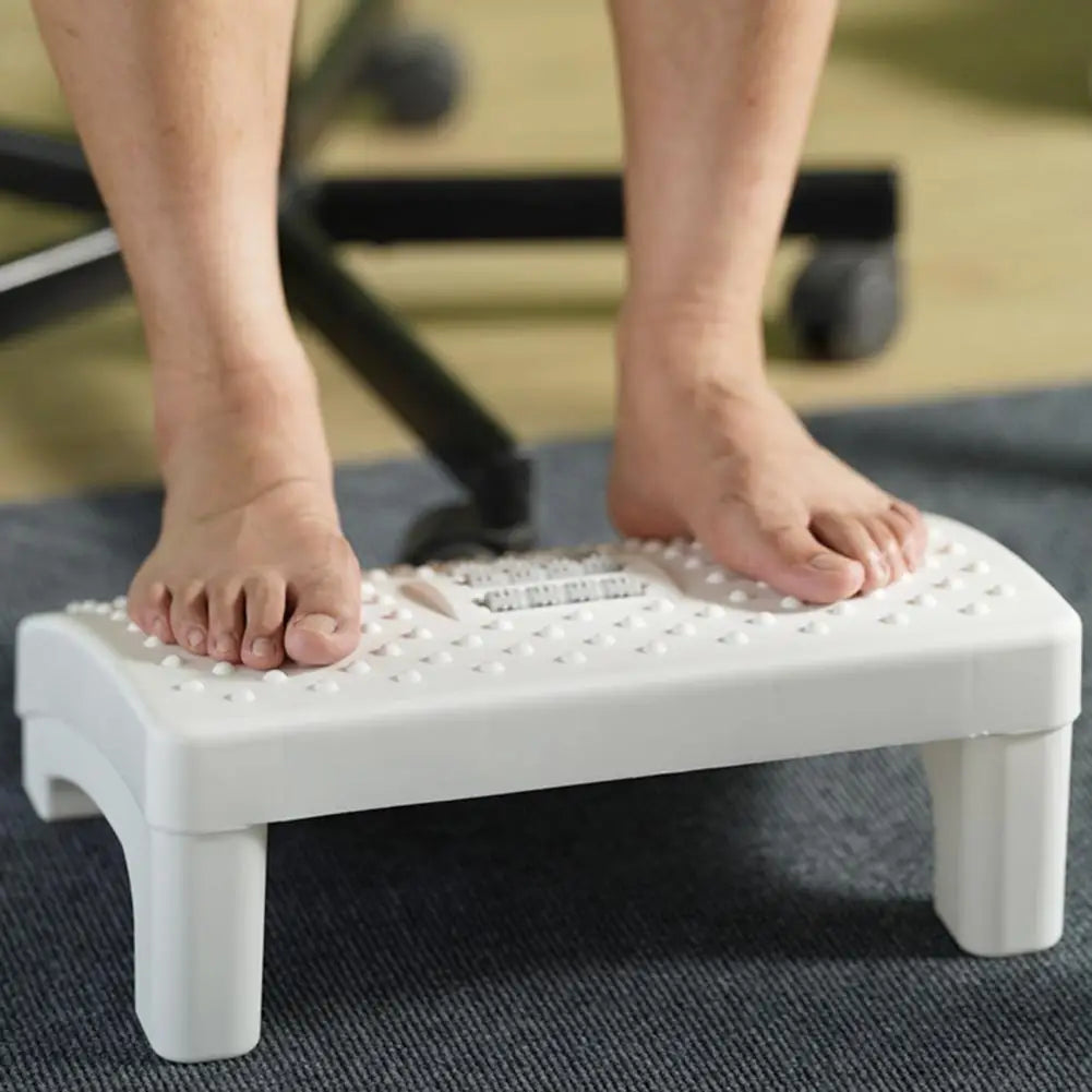 Adjustable Black Ottoman Footrest for Office and Home Use - Under Desk Footstool with Massage Pad for Foot Fatigue Relief