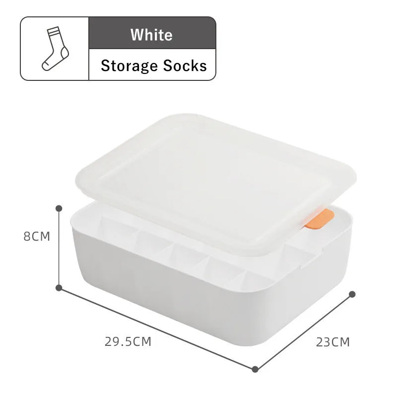 Dormitory Closet Drawer Organizer for Underwear Socks Wardrobe Bedroom Clothes Plastic Divider Storage Box Container with Lid