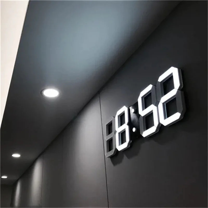 3D LED Digital Wall Clock with Date, Time, and Celsius Display - Nightlight Alarm Clock for Home and Living Room Decor