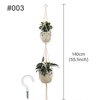 Macrame Hanging Planter - Decorative Wall Plant Holder and Flower Basket for Balconies