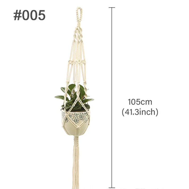 Macrame Hanging Planter - Decorative Wall Plant Holder and Flower Basket for Balconies