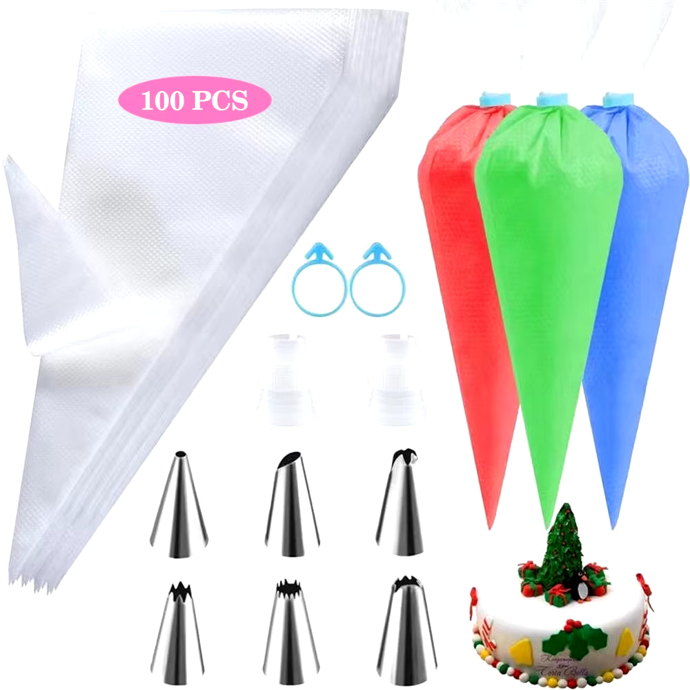 Professional Silicone Piping Bag and Stainless Steel Nozzle Set for Cake Decorating - Reusable Pastry Baking Tool