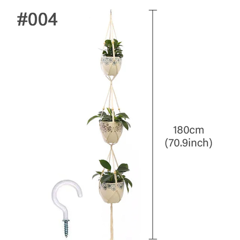 Macrame Hanging Planter - Decorative Wall Plant Holder and Flower Basket for Balconies