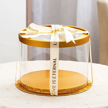 Clear PET Birthday Cake Boxes - 18/22Cm Transparent Packaging for Gifts, Rose Bears, Baby Showers, Weddings, and Christmas Celebrations