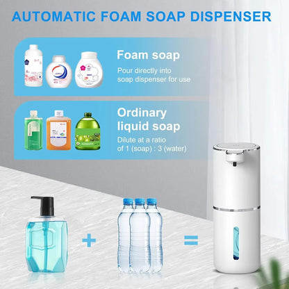 Touchless Automatic Foaming Soap Dispenser - 380ml USB Rechargeable with 4 Adjustable Foam Levels