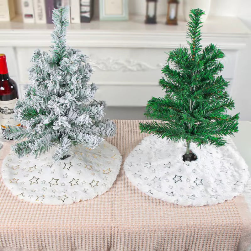 40cm Plush Christmas Tree Skirt with Sequin Snowflakes - Decorative Base Cover for 2024 New Year and Navidad Celebrations