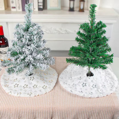 40cm Plush Christmas Tree Skirt with Sequin Snowflakes - Decorative Base Cover for 2024 New Year and Navidad Celebrations