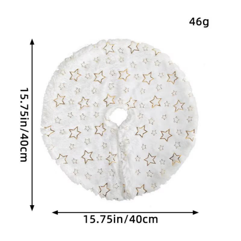 40cm Plush Christmas Tree Skirt with Sequin Snowflakes - Decorative Base Cover for 2024 New Year and Navidad Celebrations