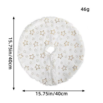 40cm Plush Christmas Tree Skirt with Sequin Snowflakes - Decorative Base Cover for 2024 New Year and Navidad Celebrations