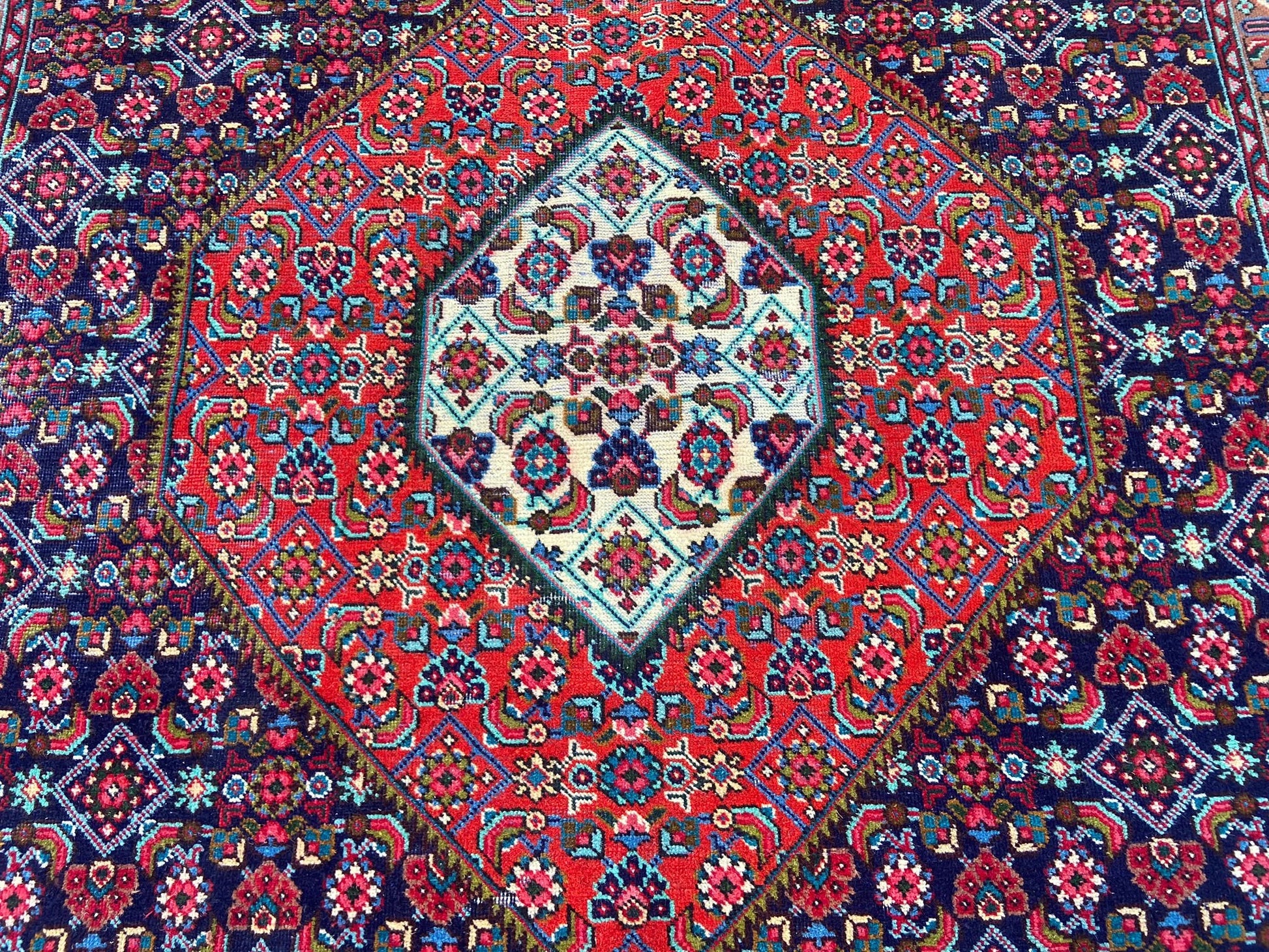 Persian Handcrafted Large Flower Rug, 6.3x9 Feet Vintage Wool Area Rug for Living Room, Unique Antique Floor Covering
