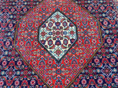 Persian Handcrafted Large Flower Rug, 6.3x9 Feet Vintage Wool Area Rug for Living Room, Unique Antique Floor Covering