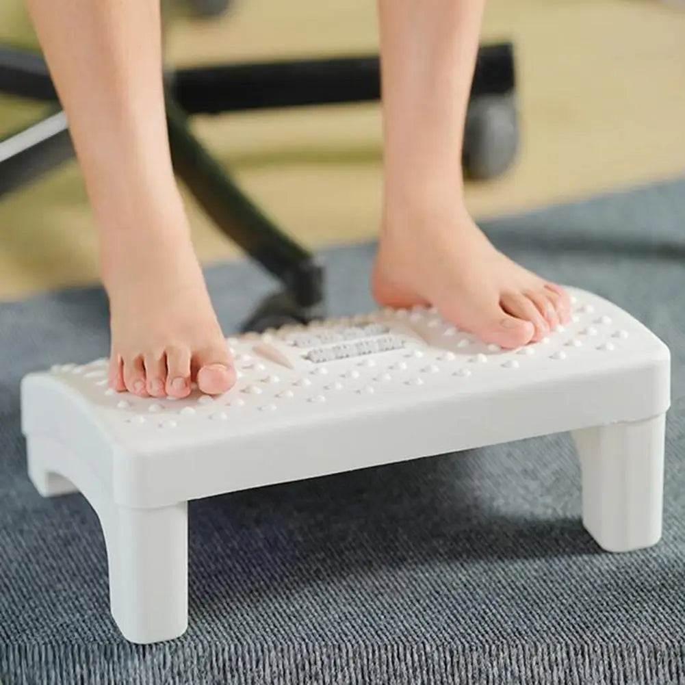 Adjustable Black Ottoman Footrest for Office and Home Use - Under Desk Footstool with Massage Pad for Foot Fatigue Relief