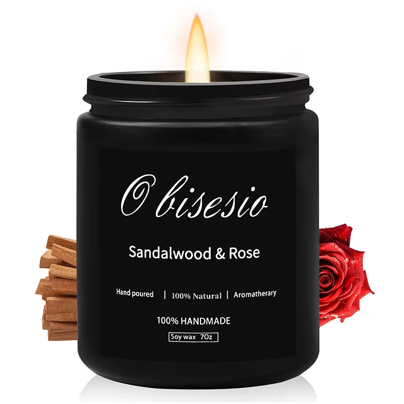 Aromatherapy Scented Candle Set for Men - Cinnamon, Apple, Vanilla, and Pumpkin Soy Candles for Home Use