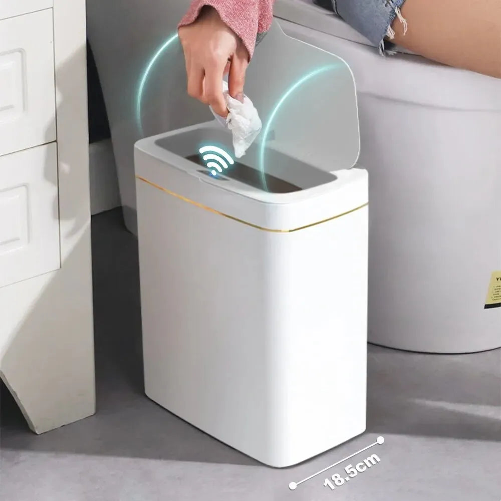 15/18L Smart Sensor Waterproof Trash Can with Narrow Seam - Automatic Waste Bin for Kitchen, Bathroom, and Bedroom