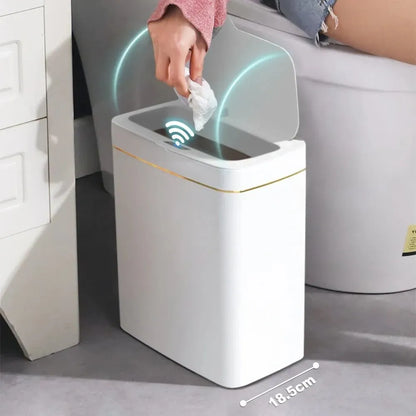 15/18L Smart Sensor Waterproof Trash Can with Narrow Seam - Automatic Waste Bin for Kitchen, Bathroom, and Bedroom