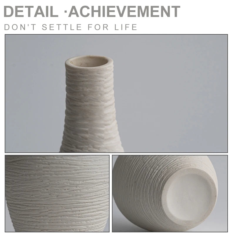 Nordic Luxury Ceramic Vase for Home Decor - Narrow Mouth Flower Pot for Living Room and Office Desktop Gift