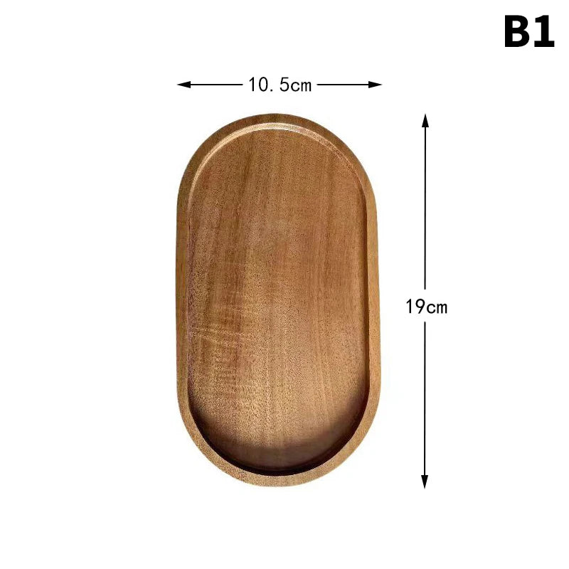 Solid Wood Round Dessert Plate - Japanese-Style Wooden Tray for Snacks and Dried Fruits