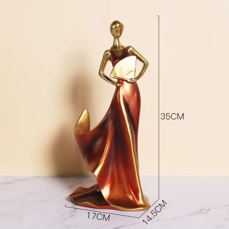 Elegant Women's Skirt Wine Rack Sculpture - Contemporary Decorative Figure for Home Decor