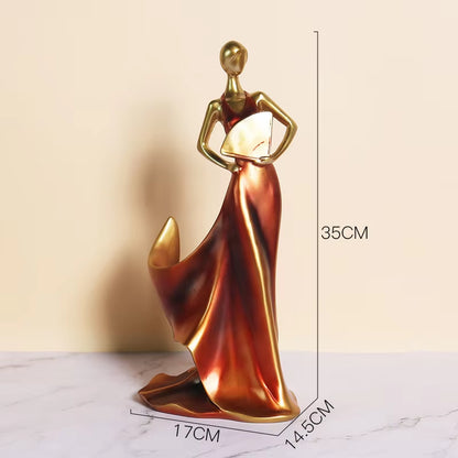 Elegant Women's Skirt Wine Rack Sculpture - Contemporary Decorative Figure for Home Decor