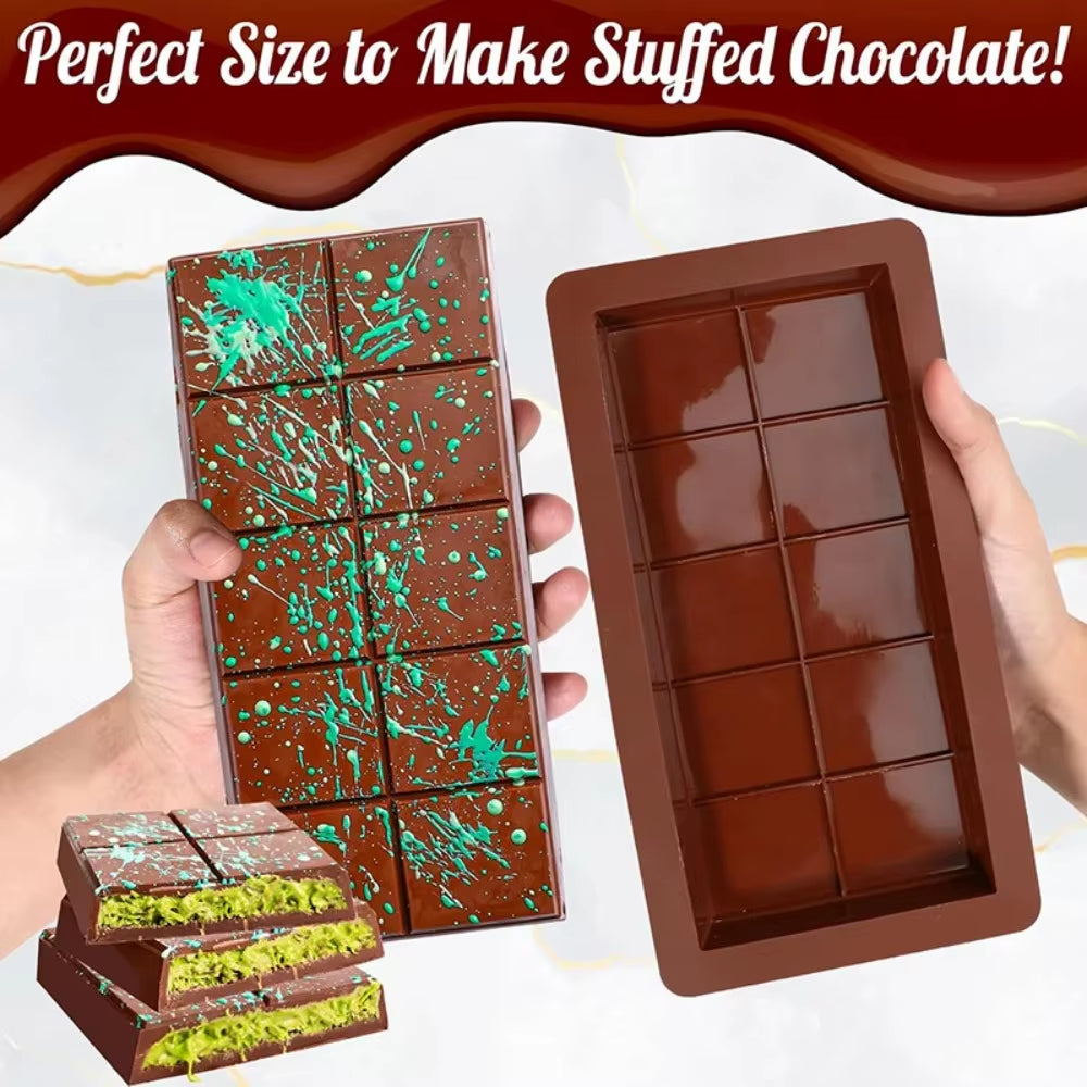 Silicone Chocolate Bar Molds for Easy Release - Durable Rectangle Moulds for Protein and Energy Wax Melts, Ideal for Handmade Gifts