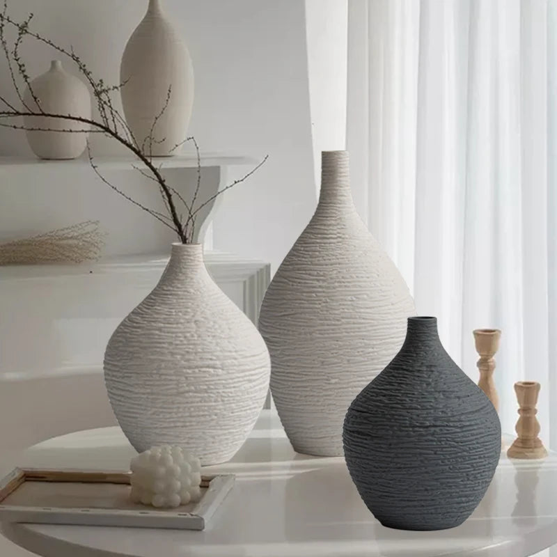 Nordic Luxury Ceramic Vase for Home Decor - Narrow Mouth Flower Pot for Living Room and Office Desktop Gift