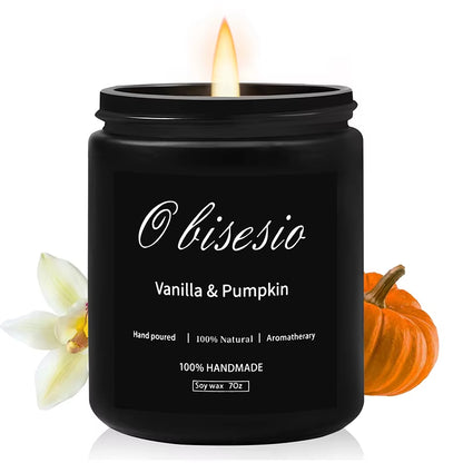Aromatherapy Scented Candle Set for Men - Cinnamon, Apple, Vanilla, and Pumpkin Soy Candles for Home Use