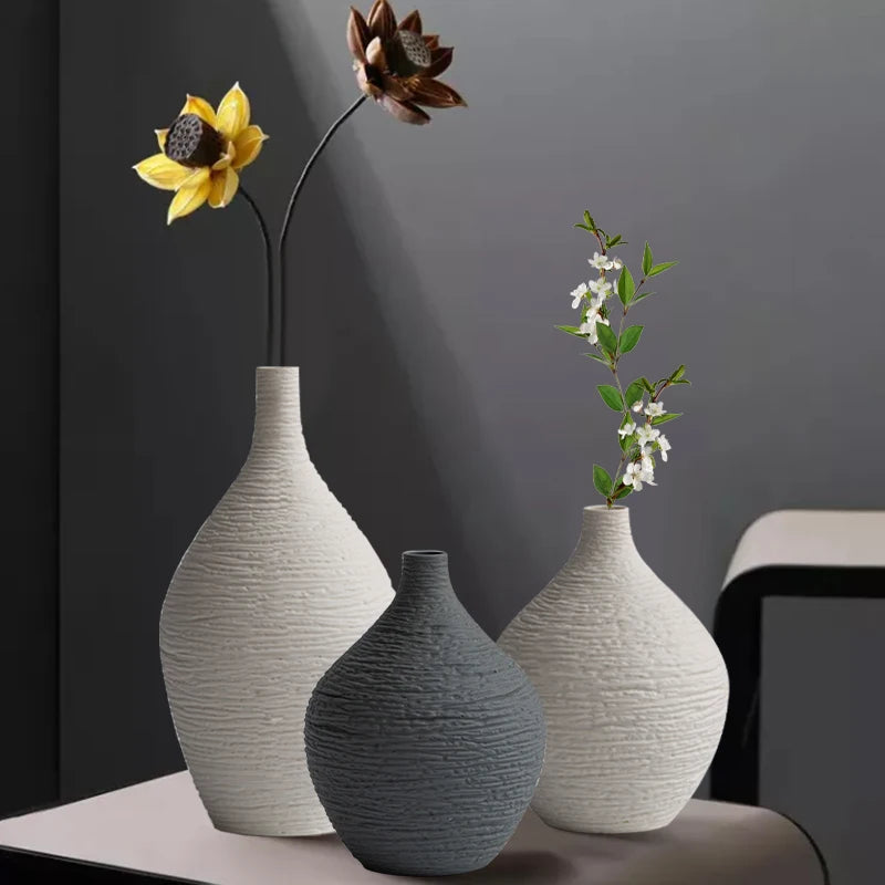 Nordic Luxury Ceramic Vase for Home Decor - Narrow Mouth Flower Pot for Living Room and Office Desktop Gift