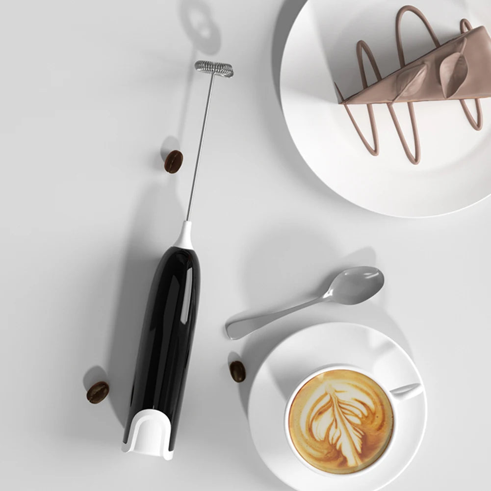 Electric Milk Frother and Whisk Mixer for Coffee, Cappuccino, and Creamer Preparation